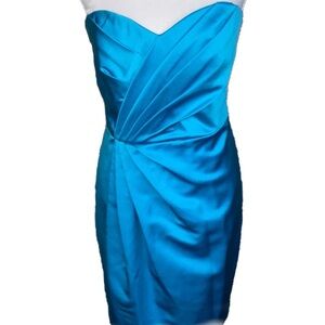 Strapless Satin Dress Aqua Blue Sweetheart Neckline Sz 10 Special Occasion Fairy